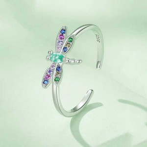 Libellenring Silber 925 'Mystischer Regenbogen' – Eleganter Schmuck