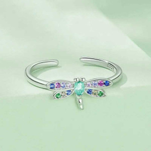 Libellenring Silber 925 'Mystischer Regenbogen' – Eleganter Schmuck