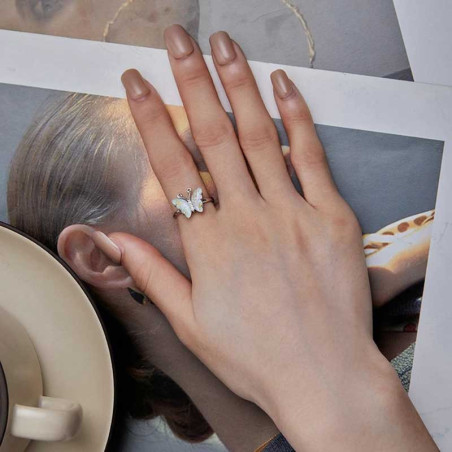 Schmetterling Ring 925 Silber 'Opalflügel' | Eleganter Schmuck