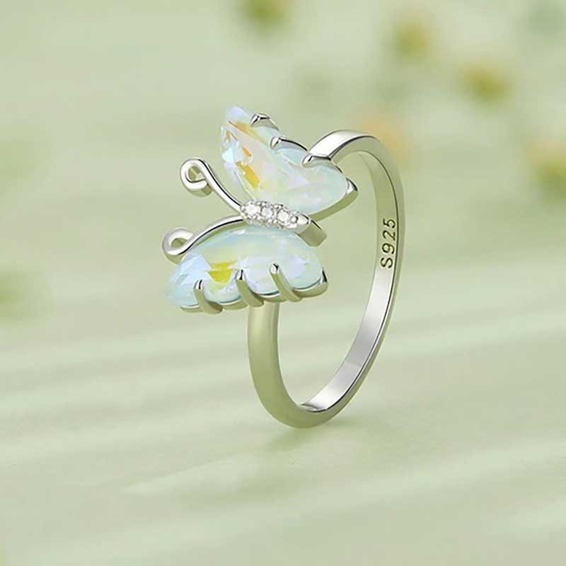 Schmetterling Ring 925 Silber 'Opalflügel' | Eleganter Schmuck
