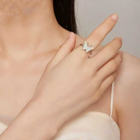 Schmetterling Ring 925 Silber 'Opalflügel' | Eleganter Schmuck
