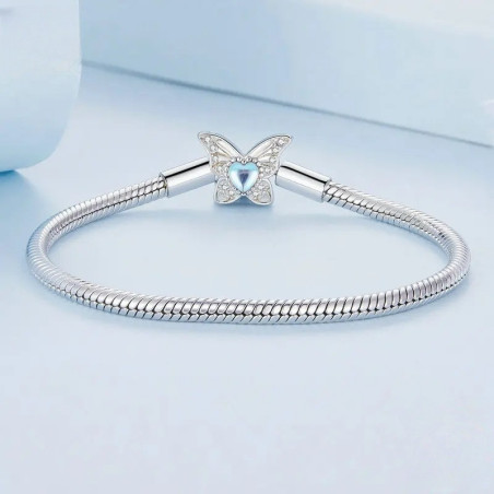 Bracelet Papillon Argenté Cœur Azur