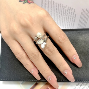Schmetterling Ring mit Perle | Verstellbar in Silber & Gold