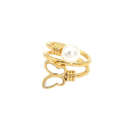 Schmetterling Ring mit Perle | Verstellbar in Silber & Gold