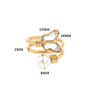 Schmetterling Ring mit Perle | Verstellbar in Silber & Gold