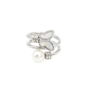 Schmetterling Ring mit Perle | Verstellbar in Silber & Gold