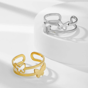 Schmetterling Ring 'Minimalistische Leichtigkeit' - Gold & Silber
