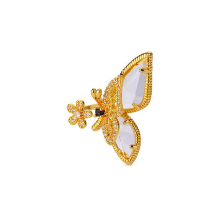Schmetterling Ring 'Goldener Blütenglanz' - Verstellbar & Elegant