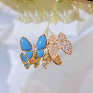 Schmetterlingsring 'Funkelndes Azur-Duo' – Eleganz & Stil