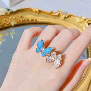 Schmetterlingsring 'Funkelndes Azur-Duo' – Eleganz & Stil