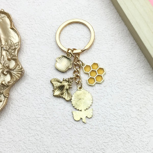 Schlüsselanhänger Goldene Biene & Sonnenblume – Eleganz & Natur