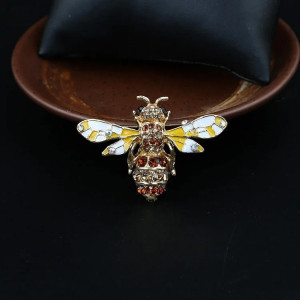 Bienen-Brosche für Damen mit Strass in Gold | Süßes Geschenk