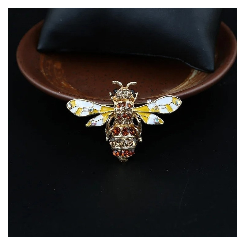 Bienen-Brosche für Damen mit Strass in Gold | Süßes Geschenk