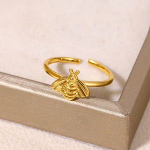 Kleiner Bienenring aus Edelstahl in Gold oder Silber | Süßes Geschenk