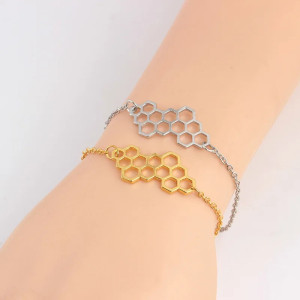 Bienenwaben-Armband für Damen | Gold & Silber | Bienenschmuck