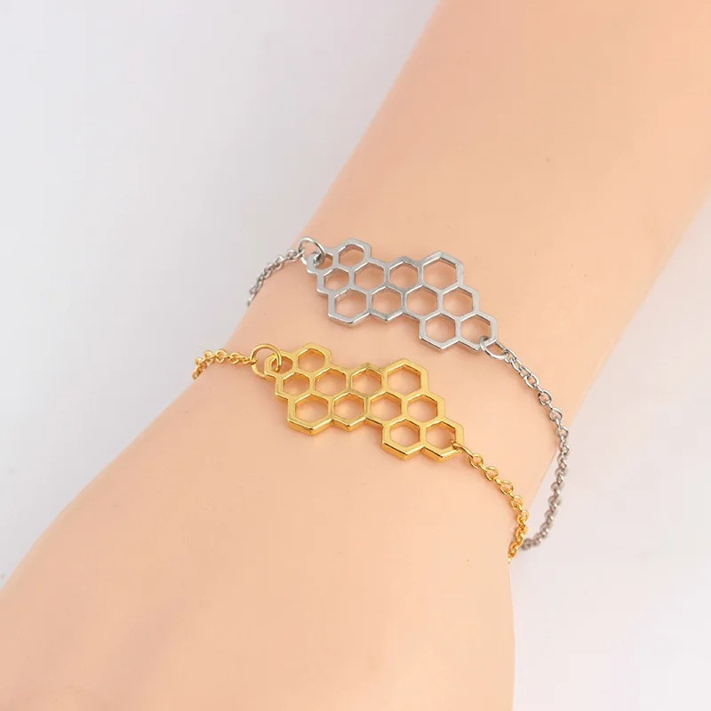 Bienenwaben-Armband für Damen | Gold & Silber | Bienenschmuck