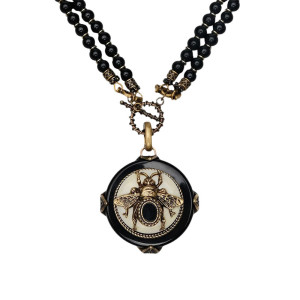 Bienen-Halskette 'Nächtliche Majestät' | Eleganter Bienenschmuck