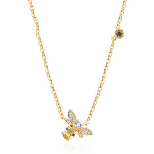 Bienen-Halskette "Funkelnde Sammlerin" | Eleganter Silberschmuck