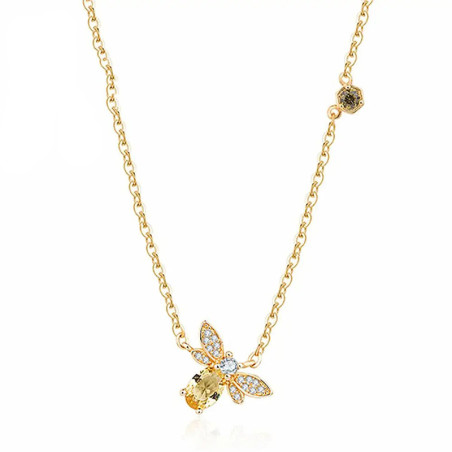 Bienen-Halskette "Funkelnde Sammlerin" | Eleganter Silberschmuck