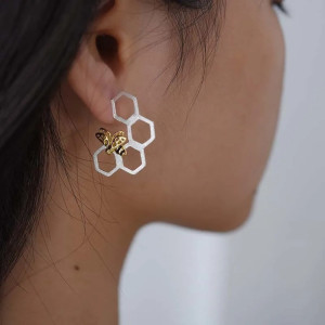 Bienen-Ohrringe 'Goldener Bienenstock' | 925 Silber Schmuck