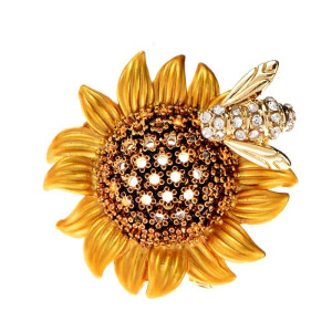 Bienen-Brosche auf Sonnenblume | Geschenkidee für Frauen