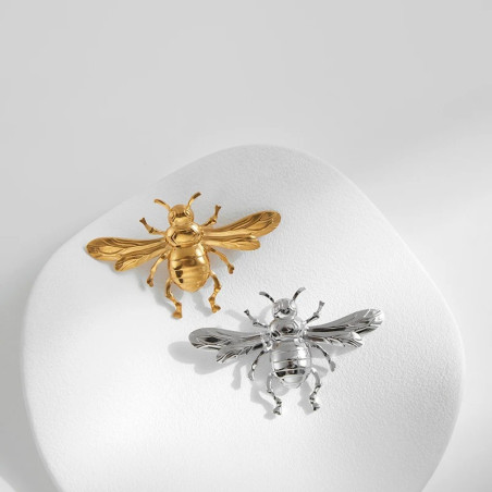 Bienenbrosche 'Épure Royale' – Eleganter Schmuck in Gold & Silber