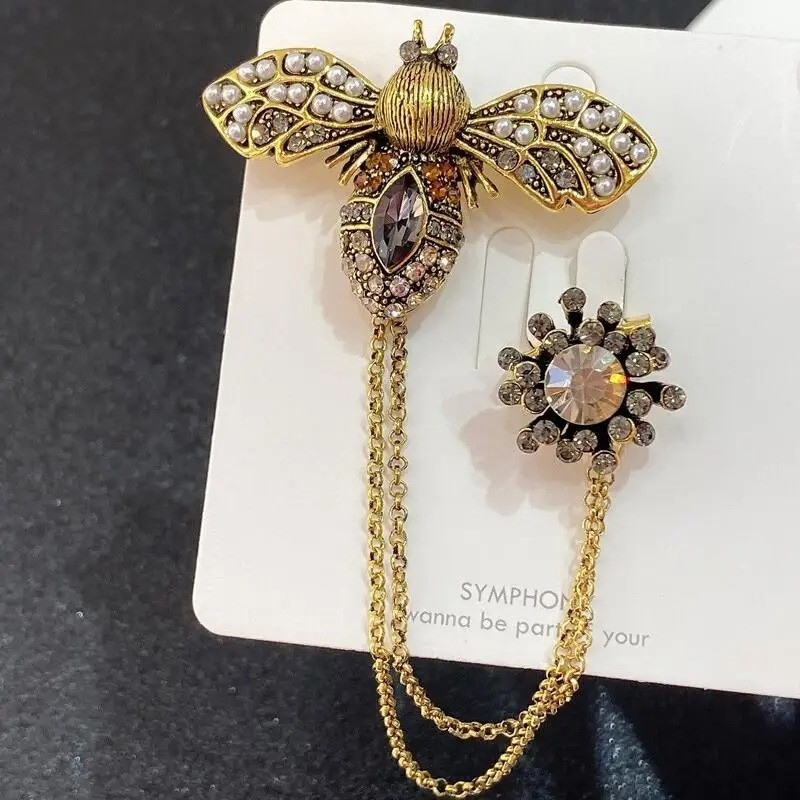 Bienenbrosche Sonnen-Majestät – Königliche Eleganz mit Strass