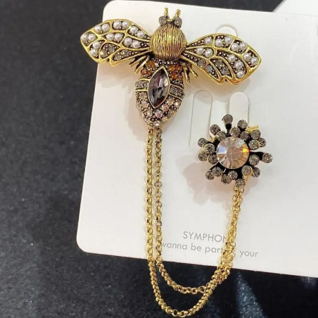 Bienenbrosche Sonnen-Majestät – Königliche Eleganz mit Strass