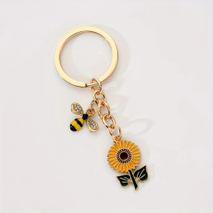 Süßer Bienen Schlüsselanhänger mit Sonnenblume | Geschenkidee