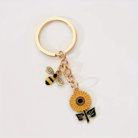 Süßer Bienen Schlüsselanhänger mit Sonnenblume | Geschenkidee