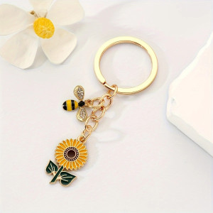 Süßer Bienen Schlüsselanhänger mit Sonnenblume | Geschenkidee