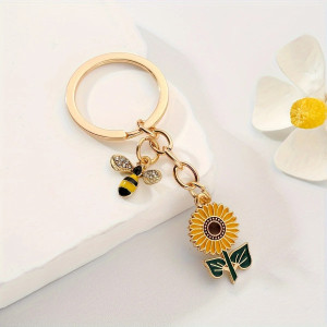 Süßer Bienen Schlüsselanhänger mit Sonnenblume | Geschenkidee