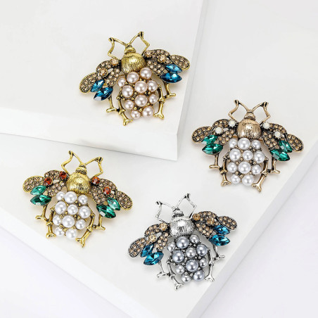 Königliche Bienenbrosche | Elegant mit Strass & Perlen - 4 Farben