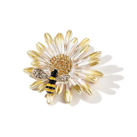 Goldene Bienenbrosche Gänseblümchen - Natürliche Eleganz