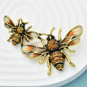 Bienenbrosche Duo Imperial | Goldener Bienenschmuck für Damen