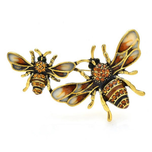Bienenbrosche Duo Imperial | Goldener Bienenschmuck für Damen