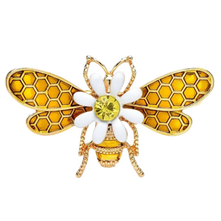 Bienenbrosche Honig & Gänseblümchen | Süßer Bienenschmuck