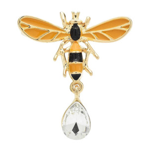 Bienenbrosche mit Kristalltropfen - Eleganter Bienenschmuck