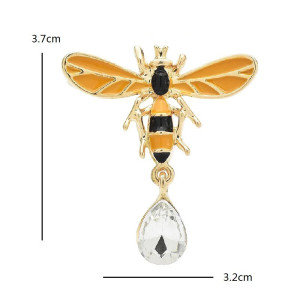 Bienenbrosche mit Kristalltropfen - Eleganter Bienenschmuck