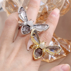 Bagues en forme d'abeille ajustable pour femme