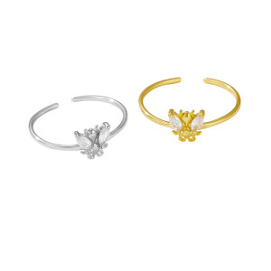 Funkelnder Bienenkönigin Ring | 925 Silber | Gold & Silber