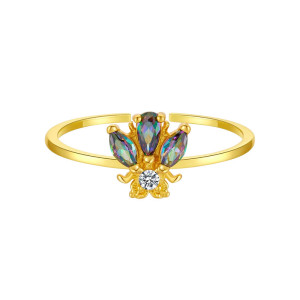 Funkelnder Mirage Bienenring - 925 Silber, Gold & Silber