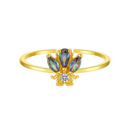 Funkelnder Mirage Bienenring - 925 Silber, Gold & Silber