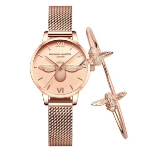 Goldene Bienen-Uhr mit Armreif | Zeitlose Eleganz & Glamour