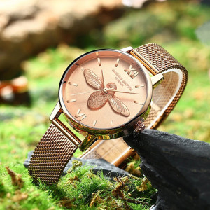 Goldene Bienen-Uhr mit Armreif | Zeitlose Eleganz & Glamour