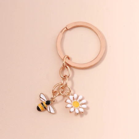 Schlüsselanhänger Biene & Gänseblümchen | Eleganter Schmuck