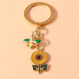 Süßer Schlüsselanhänger mit Biene & Sonnenblume | Geschenkidee