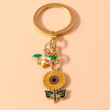 Süßer Schlüsselanhänger mit Biene & Sonnenblume | Geschenkidee
