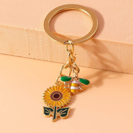 Süßer Schlüsselanhänger mit Biene & Sonnenblume | Geschenkidee