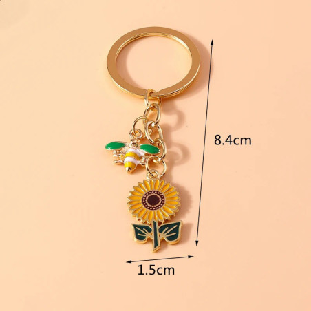 Süßer Schlüsselanhänger mit Biene & Sonnenblume | Geschenkidee
